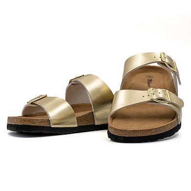 MILOCACA Women's Adjustable Double Strap Slide Cork Sandal