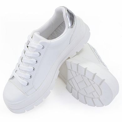 MILOCACA Women's Lace Up with Star Sneakers