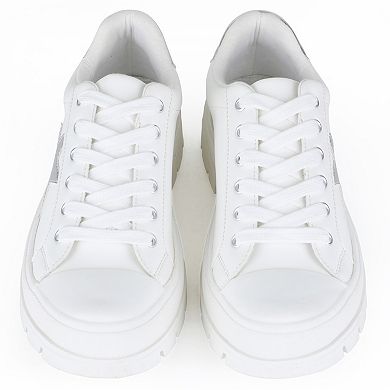 MILOCACA Women's Lace Up with Star Sneakers