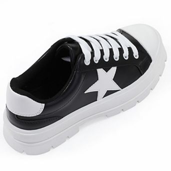 MILOCACA Women's Lace Up with Star Sneakers