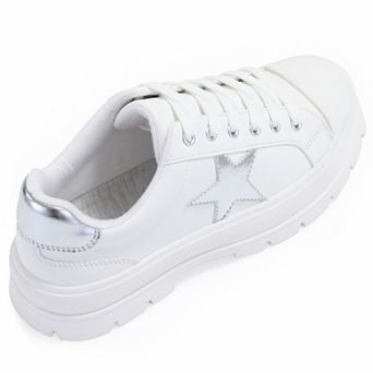 MILOCACA Women's Lace Up with Star Sneakers