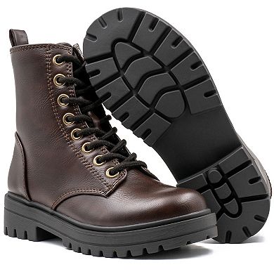 Milocaca Women's Lace Up With Side Zipper Boots