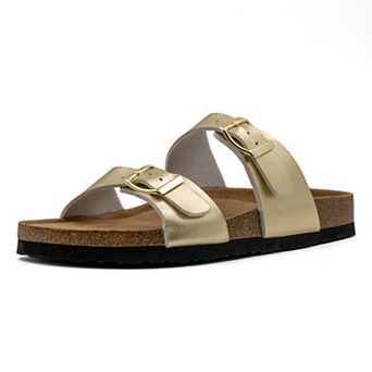MILOCACA Women's Adjustable Double Strap Slide Cork Sandal