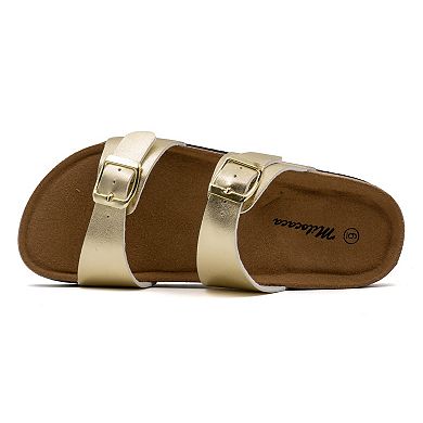 MILOCACA Women's Adjustable Double Strap Slide Cork Sandal