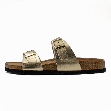 MILOCACA Women's Adjustable Double Strap Slide Cork Sandal