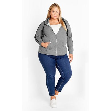 Avenue Women's Plus Size Side Stripe Zip Hoodie