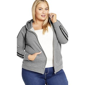 Avenue Women's Plus Size Side Stripe Zip Hoodie