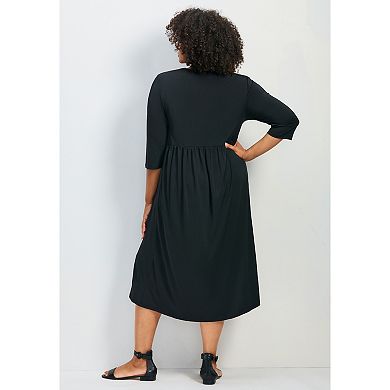 Avenue Women's Plus Size Valery V-Neckline Ity Jersey Dress