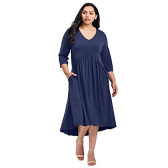 Avenue Women's Plus Size Valery V-Neckline Ity Jersey Dress