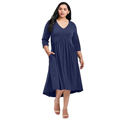 womens maxi dresses with sleeves Plus Size Printed V-Neck Long Sleeve Dress Black / 1XL ESCROW 100% Polyester Lined 100% Fashion South African Designer Style:Dress only