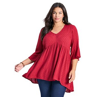 Avenue Women's Plus Size Veronica Dobby Tunic