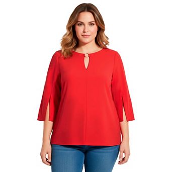 Avenue Women's Plus Size Audrey Ring Detail Top