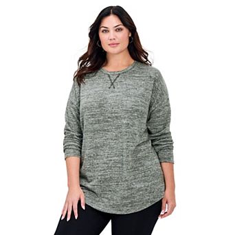 Avenue Women's Plus Size Rayna Hacci Drop Shoulder Top