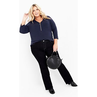 Avenue Women's Plus Size Top Fiona Zip Print
