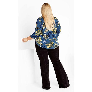 Avenue Women's Plus Size Top Fiona Zip Print