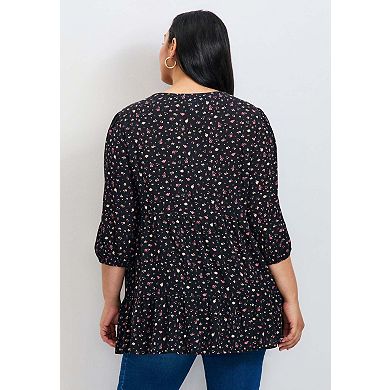 Avenue Women's Plus Size Ditsy Embroidered Tunic
