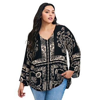 Avenue Women's Plus Size Maddison Scarf Print Top