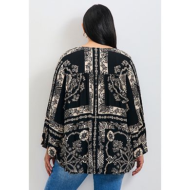 Avenue Women's Plus Size Maddison Scarf Print Top