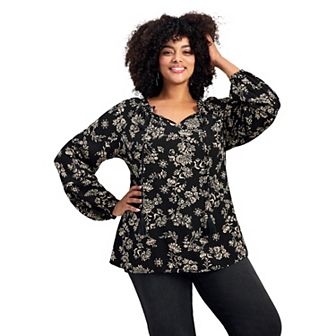 Avenue Women's Plus Size Bianca Peasant Blouse