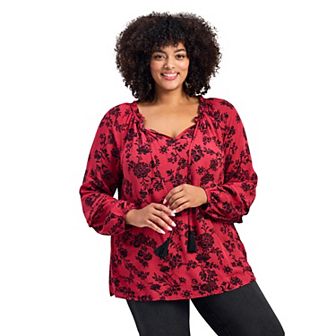Avenue Women's Plus Size Bianca Peasant Blouse