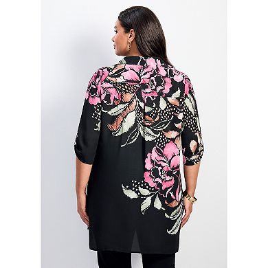 Avenue Women's Plus Size Rita Placement Print Blouse