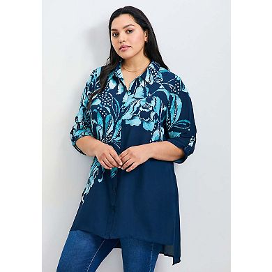 Avenue Women's Plus Size Rita Placement Print Blouse