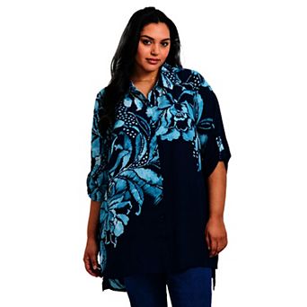 Avenue Women's Plus Size Rita Placement Print Blouse