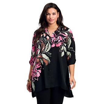 Avenue Women's Plus Size Rita Placement Print Blouse