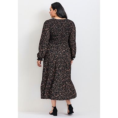 Avenue Women's Plus Size Indi Sleeve Shirred Dress