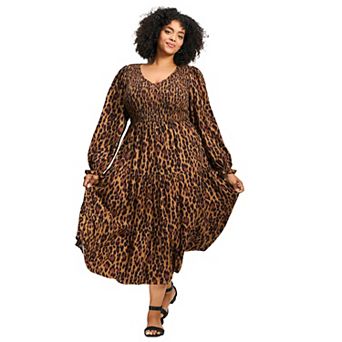 Avenue Women's Plus Size Indi Sleeve Shirred Dress