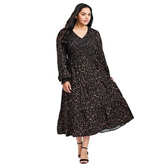 Avenue Women's Plus Size Indi Sleeve Shirred Dress