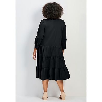 Avenue Women's Plus Size Avery Cotton Poplin Button Dress