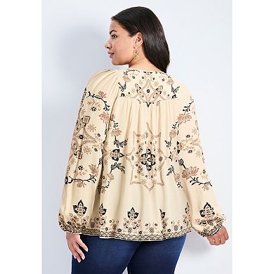 Avenue Women's Plus Size Suli Bell Sleeve Top