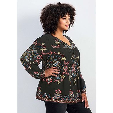 Avenue Women's Plus Size Suli Bell Sleeve Top