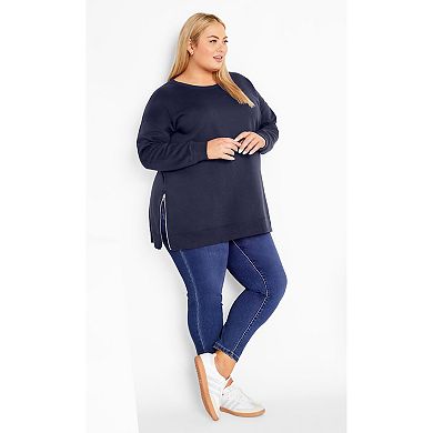 Avenue Women's Plus Size Jade Longline Zip Top