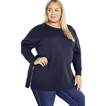 Avenue Women's Plus Size Jade Longline Zip Top
