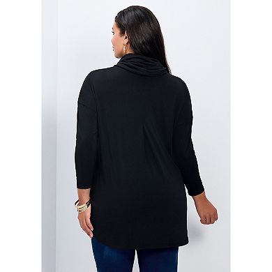 Avenue Women's Plus Size Faye Removeable Scarf Tunic