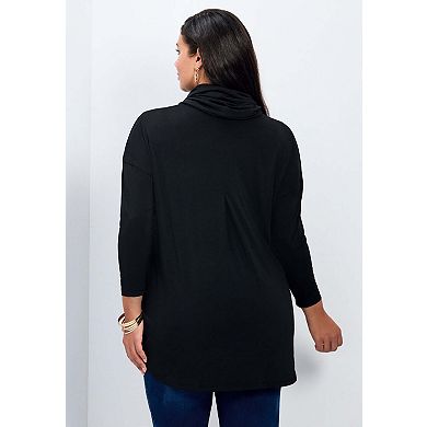 Avenue Women's Plus Size Faye Removeable Scarf Tunic