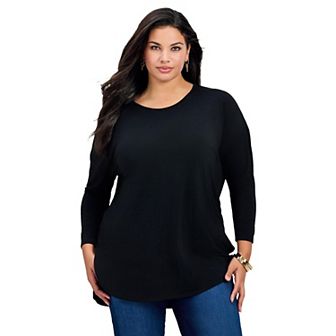 Avenue Women's Plus Size Faye Removeable Scarf Tunic