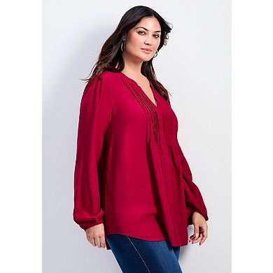 Avenue Women's Plus Size Olivia Pintuck Shirt