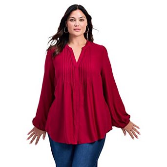Avenue Women's Plus Size Olivia Pintuck Shirt