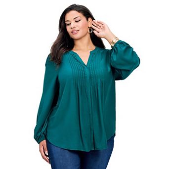 Avenue Women's Plus Size Olivia Pintuck Shirt