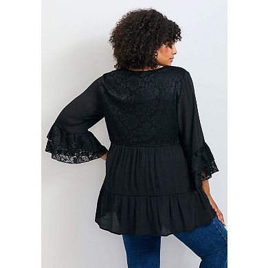 Avenue Women's Plus Size Wallflower Lace Detail Tunic
