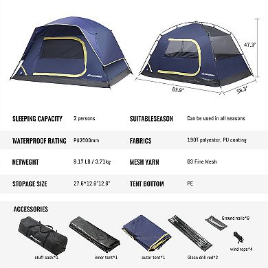 EchoSmile Green 4-Person Nylon Dome Tent