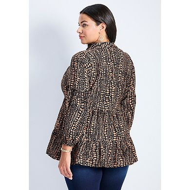 Avenue Women's Plus Size Flora Blouson Tiered Tunic