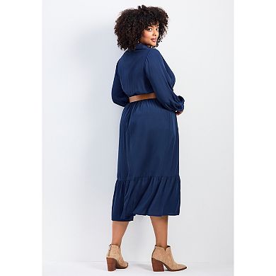 Avenue Women's Plus Size Averie Shirtdress With Belt