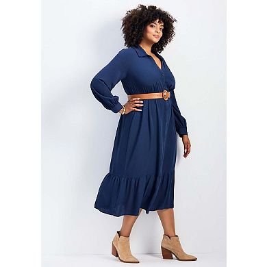 Avenue Women's Plus Size Averie Shirtdress With Belt
