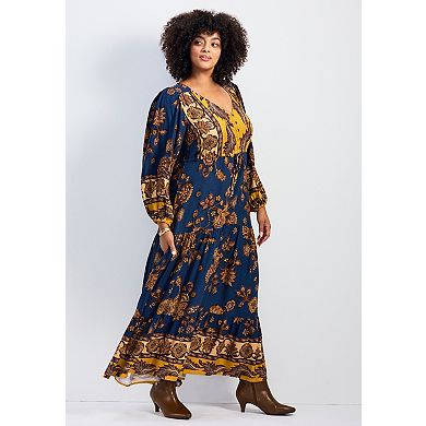Avenue Women's Plus Size Ellery Long Sleeve Maxi Dress