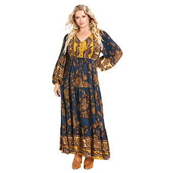 Avenue Women's Plus Size Ellery Long Sleeve Maxi Dress