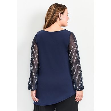 Avenue Women's Plus Size Glitz Embellished Sleeve Tunic